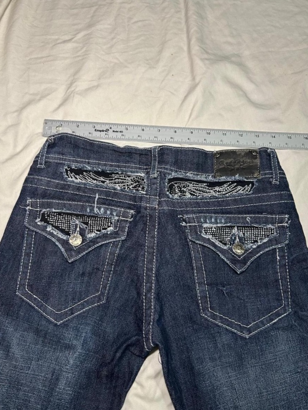Vintage Dark Wash Men’s Jeans with Embroidered Back Pockets